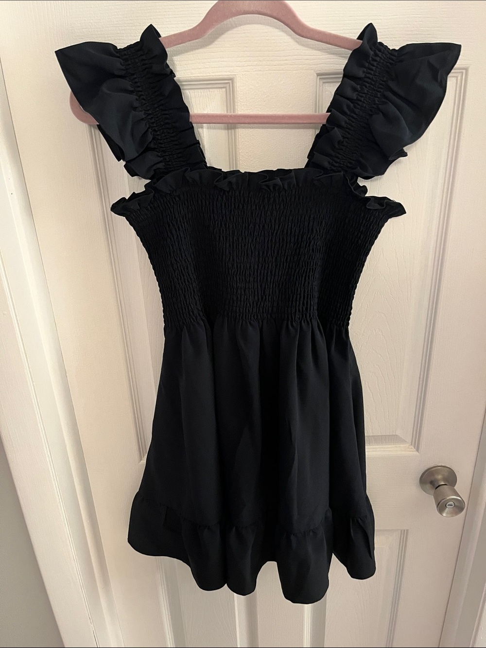 Smocked Black Ruffle dress